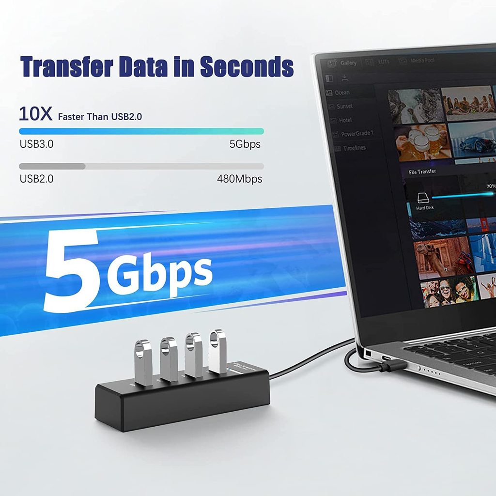 Hub USB3.0-Super Speed 4ports HUB 3.0 USB 4port HUB USB HUB USB 3.0 Kecepatan Tinggi Pembagian Tipe-C Ke USB3.0 HUB