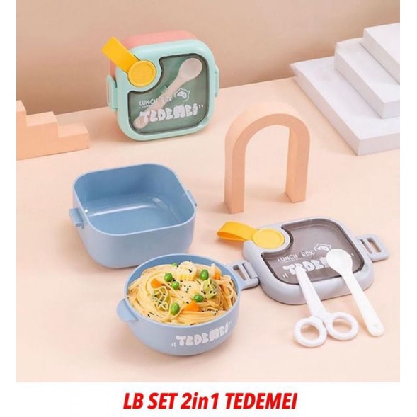 KOTAK MAKAN TEDEMEI 750 ML / LUNCH BOX 2 IN 1 ( 6773 ) BPA FREE