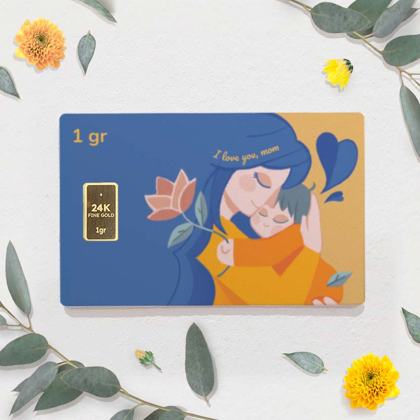 tanamduit - Emas edisi kado Ibu emas asli 24K 1 gram kado ucapan "I Love You Mom" logam mulia emas m
