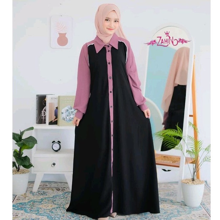 Gamis dress wanita remaja terbaru crinkle airflow harley dress ori zahin gamis simple 2023