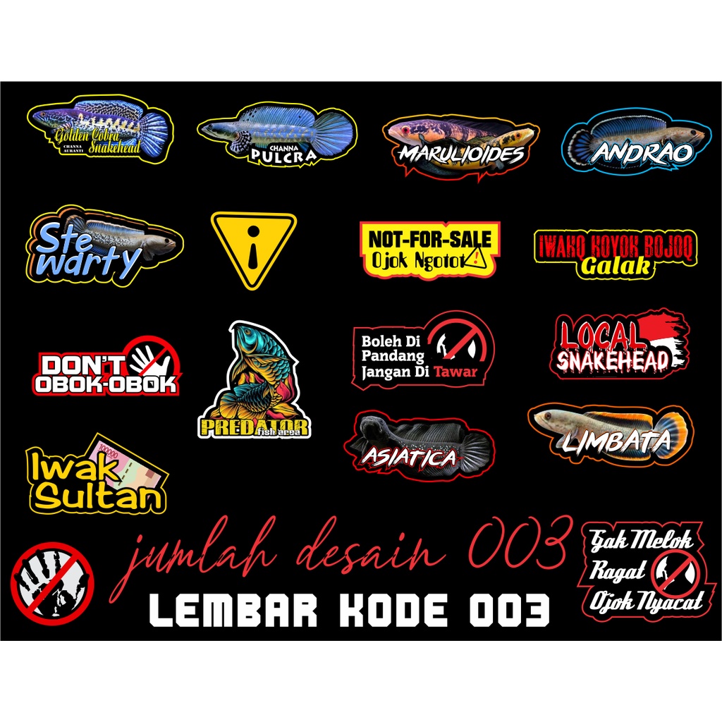 STIKER MINI IKAN GALAK GROSIR PER LRMBAR