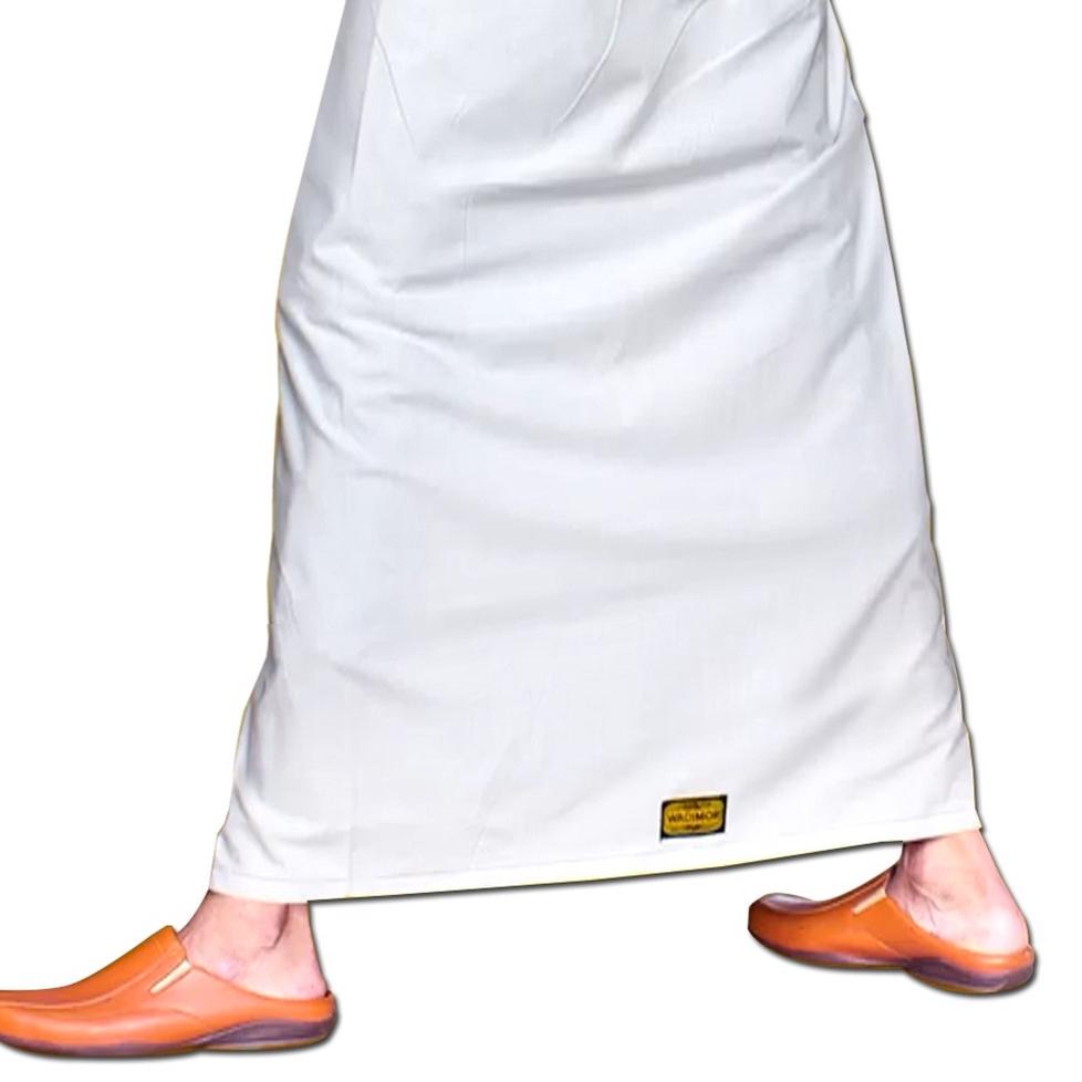 Wadimor Sarung Tenun Putih Polos NTPL / Non Tumpal Tanpa Garis / Sarung Sholat Pria Dewasa ‣ CYP.04J
