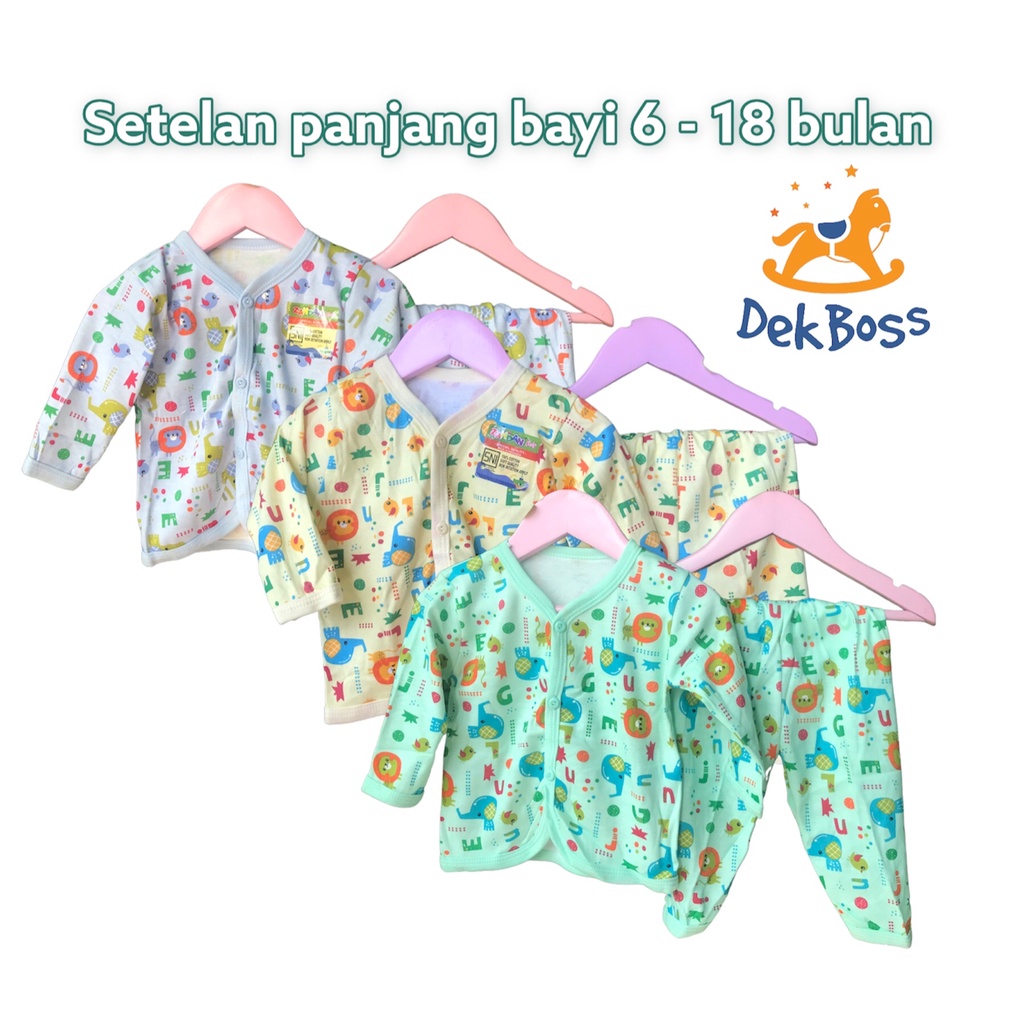 (6 - 18 bulan) Setelan Baju Bayi Piyama Bayi Lengan Panjang Kancing Depan Laki Laki Perempuan Motif Animal Usia 6 12 18 Bulan | Baju Tidur Anak Setelan Piyama Bayi Set Lengan Panjang Bahan Lembut