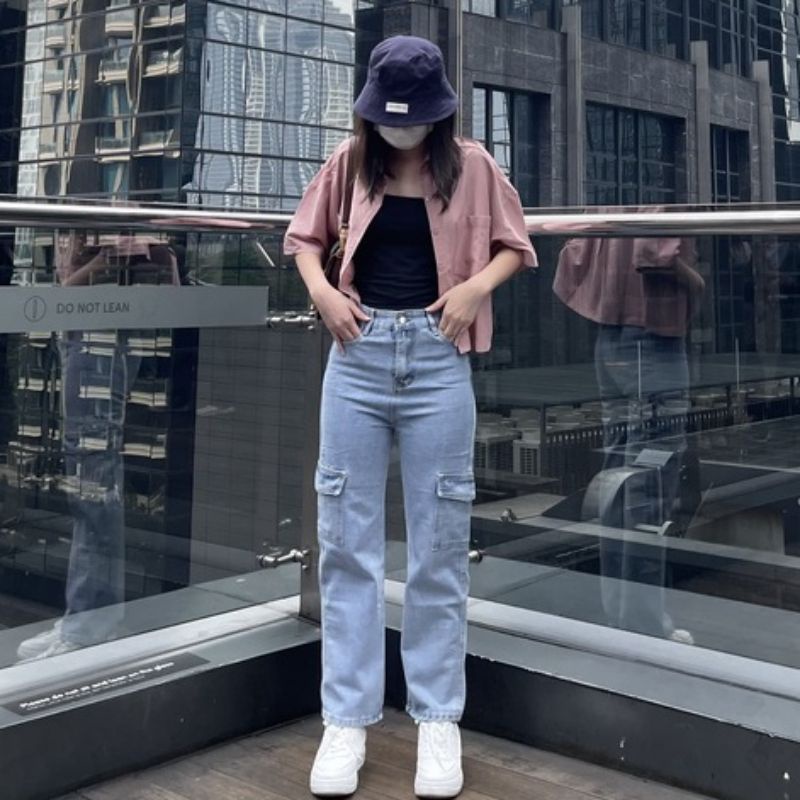 CELANA CARGO JEANS WANITA//CELANA CARGO JEANS PREMIUM