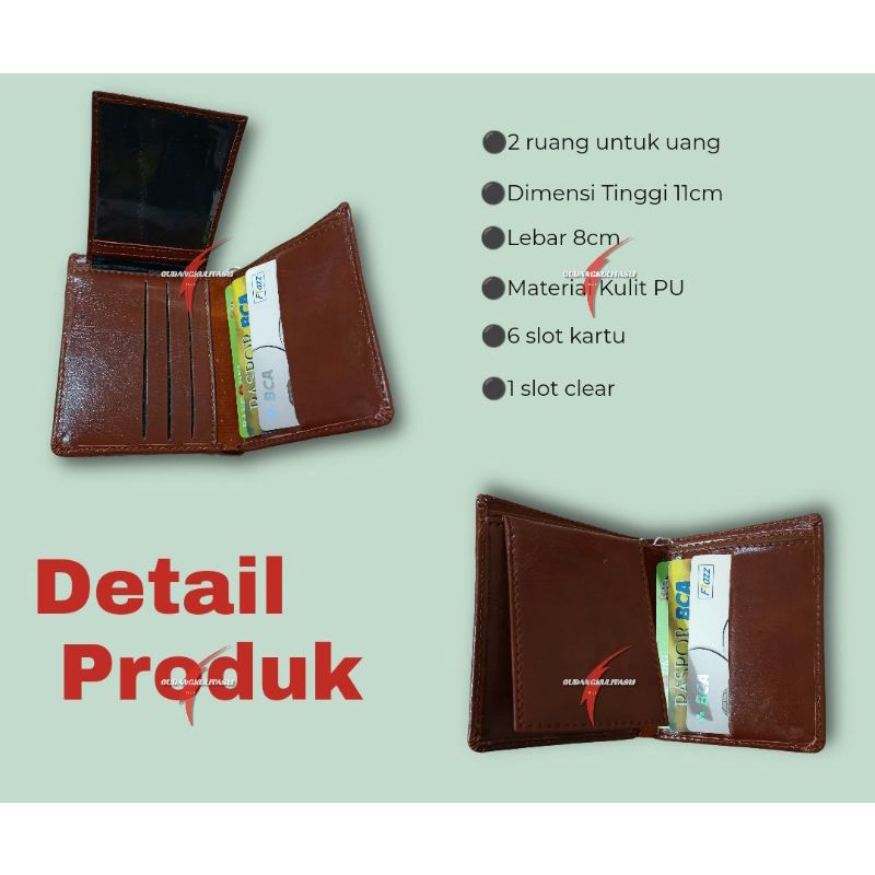 Dompet Pria Lipat Bahan Kulit PU Model Tegak Kualitas Premium Free Box