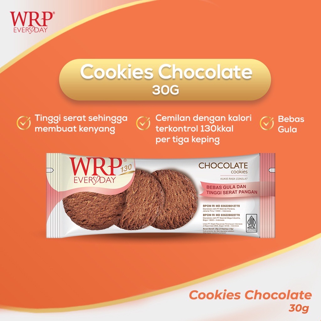 WRP Cookies 30g -  Chocolate / Keju Edam - Tinggi Serat - Cemilan Diet - Kukis Coklat Choco Cheese