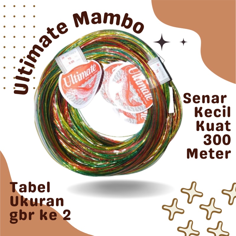 Senar Pancing Ultimate Mambo Pelangi Kecil Tapi Kuat Cepat Tenggelam Tidak Mudah Keriting 300 Meter 