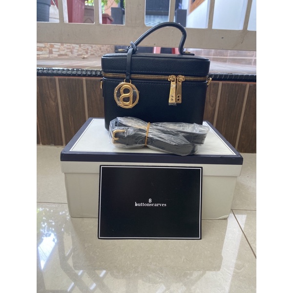 ANNA VANITY BAG BLACK PL BUTTONSCARVES