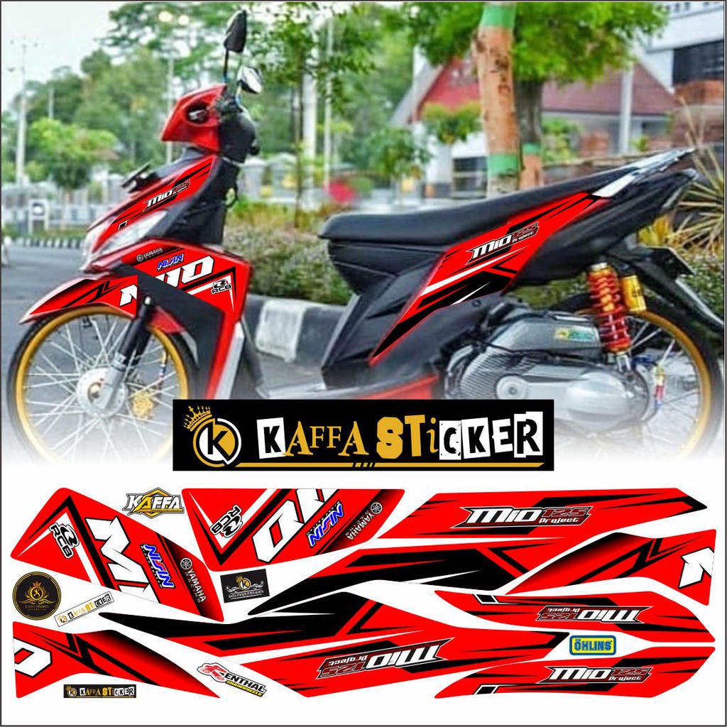 Stiker Mio M3/Z Decal Striping Mio M3/Z Premium Racing Polet Merah List Hitam