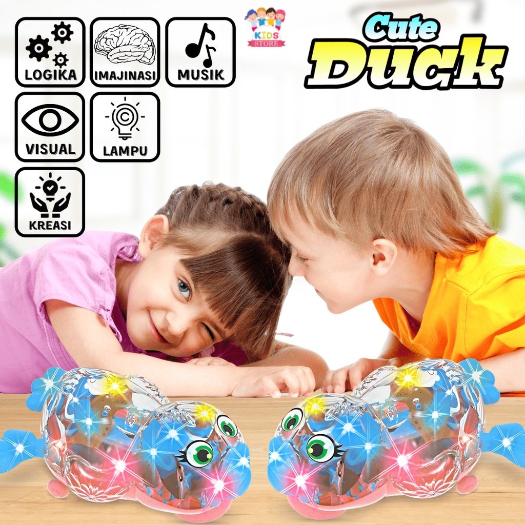 Cute Duck Transparan | Mainan Bebek Berjalan Lampu Dan Musik | Hadiah Ulang Tahun Anak Perempuan | Mainan Anak 1-2-3-4 Tahun Anak Laki Laki