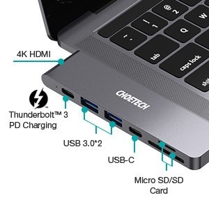Choetech HUB-M14 7-In-1 USB-C Multi Port Thunderbolt 4K HDMI USB 3.0-HUB-M14