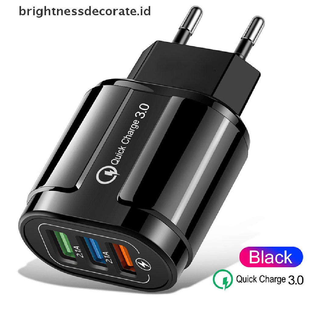 [Birth] Baru 2A 3port Cepat Quick Charge QC 3.0 USB Charger Dinding Power Adapter US EU [ID]