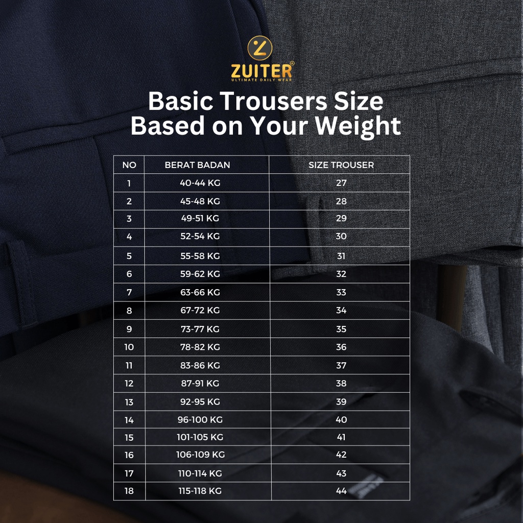 ZUITER - Dark Grey Basic Pants | Celana Bahan kerja pria