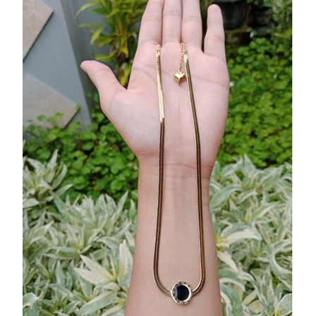 Perhiasan Wanita - Kalung Titanium Asli Gepeng Liontin Bulat Hitam Anti Karat dan Luntur High Quality Import Kekinan