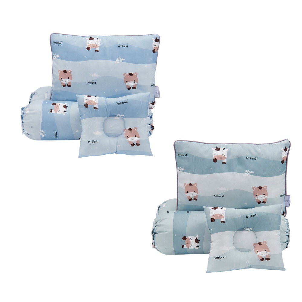 Bantal Guling Set + Bantal Peang Cow &amp; Friends Series Omiland OB37251 OB37252