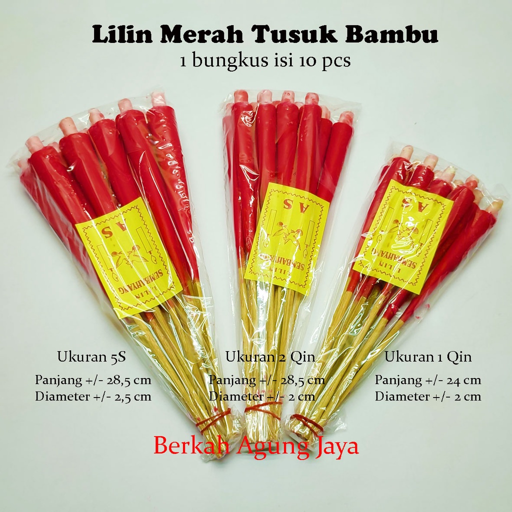 Lilin Merah Tusuk Bambu Joss Candle / Lilin Tusuk Sate 1 Qin