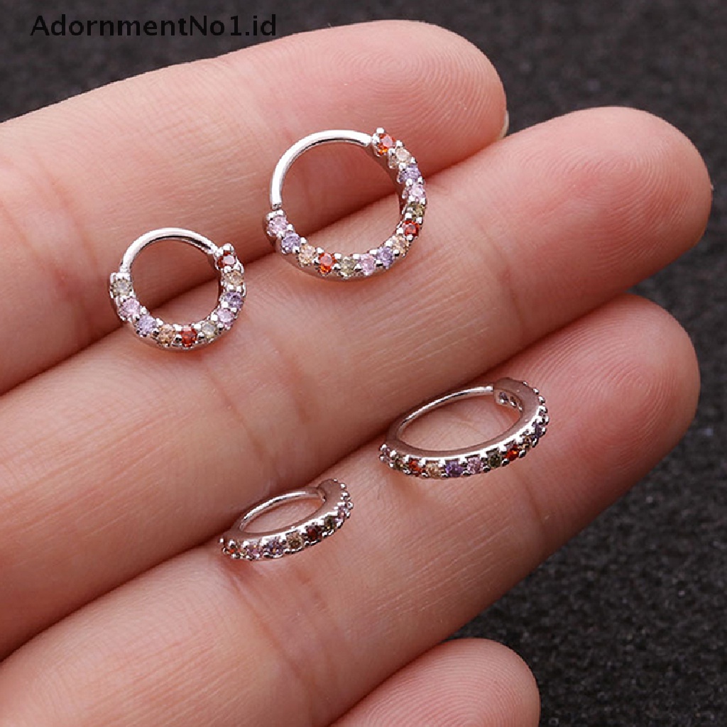 [AdornmentNo1] 1buah Anting Hoop Stainless Steel Maju Lobe Helix Dengan Zircon6 /8 /10mm [ID]