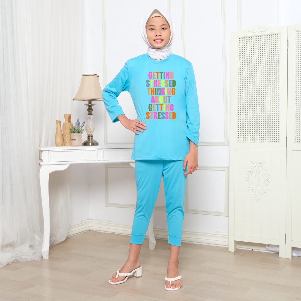 Hzl_outfit Setelan Baju Anak Perempuan Getting Stressed/Baju Setelan Anak Hijab