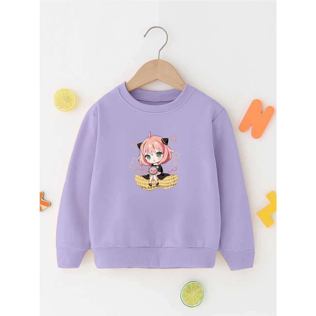 Sweater Perempuan Usia 2 - 12 Tahun Crewneck Anya X Family Switer Cewek Cowok