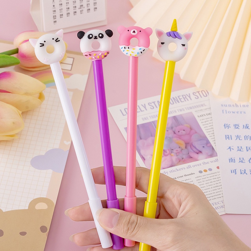 PULPEN GEL KARAKTER CARTOON DONAT UNICORN PANDA MOUSE PIGGY