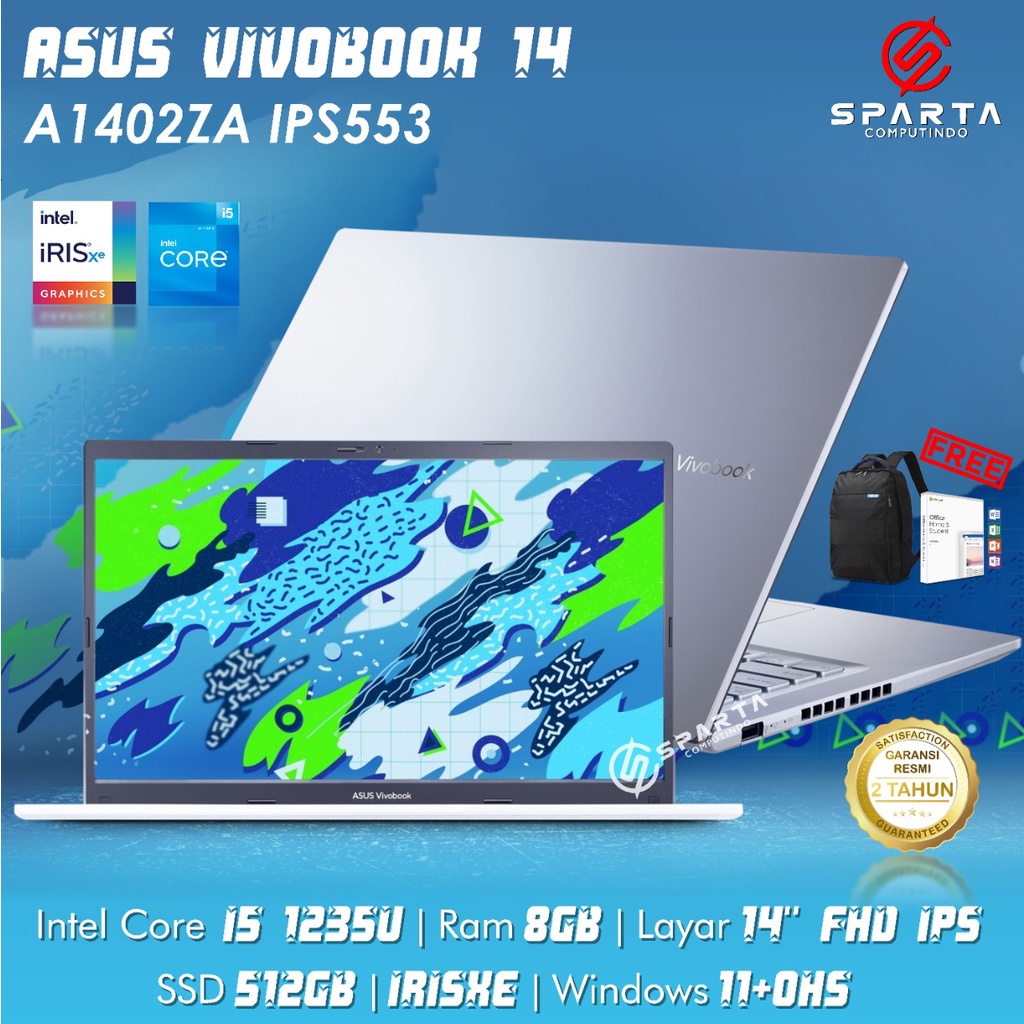 Asus Vivobook 14 A1402ZA-IPS553 Core i5 1235U Ram 8GB 512GB SSD 14″ Win 11 Home+OHS 2021