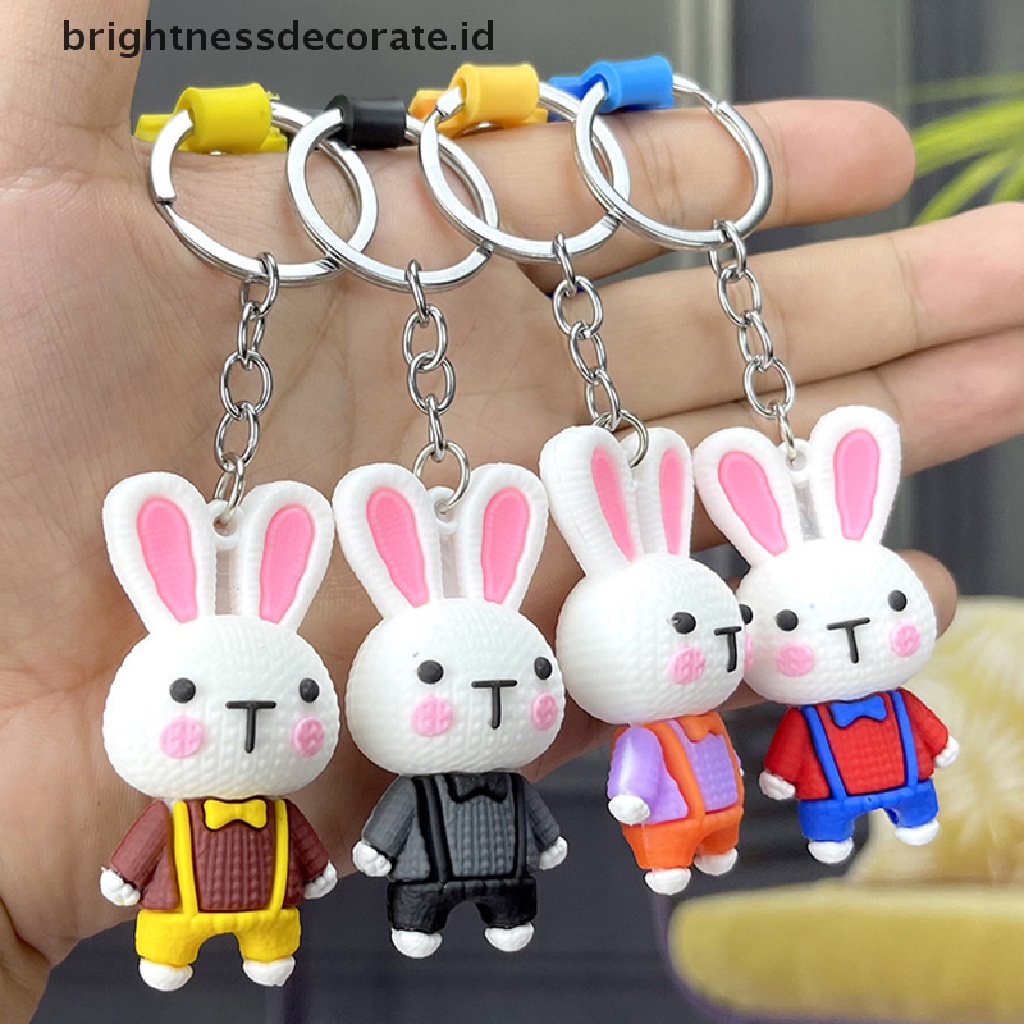 [Birth] Lucu Kartun Anime Pink Rabbit Gantungan Kunci Untuk Wanita Fashion Tas Liontin Kunci Mobil Cincin Pasangan Kekasih Hadiah [ID]