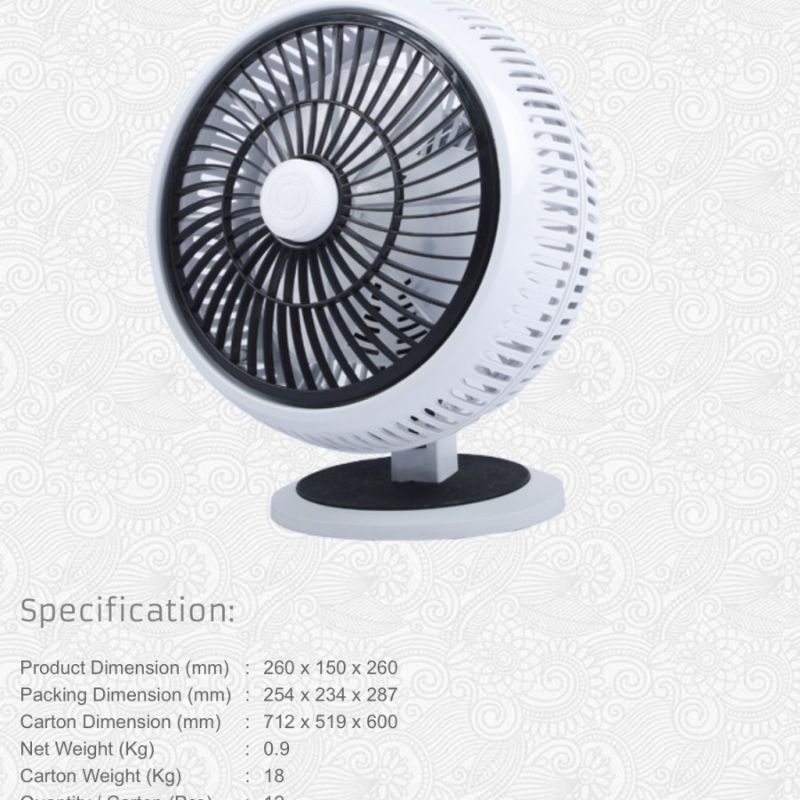 Desk Fan - Kipas Angin Meja Niko 9 Inch NK-906A / NK 906 A