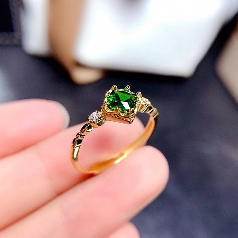 Cincin Elegan Abadi Kristal Hijau Untuk Wanita Cincin Perak925 Sterling Hadiah Pesta Pernikahan