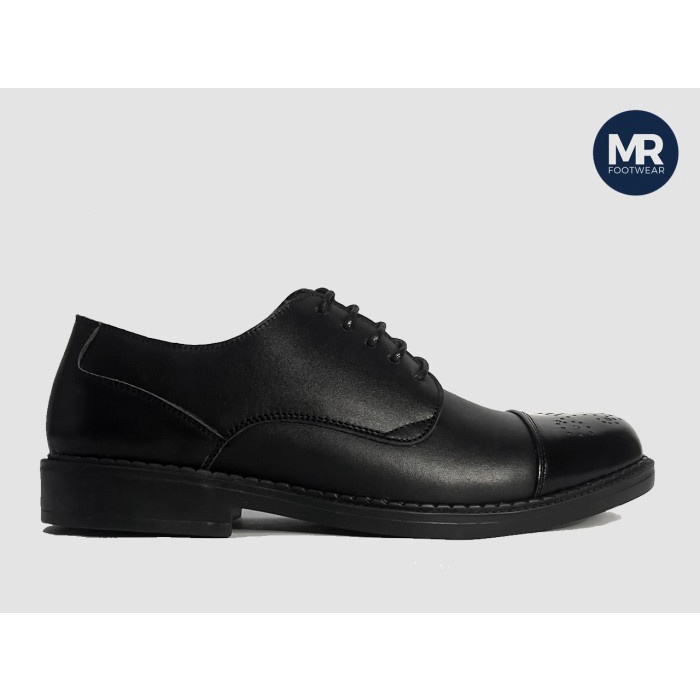 Sepatu Kulit Pria - Doha Lux Semi Brogues Black Hitam - MR. Footwear (Pantofel Formal Kerja)