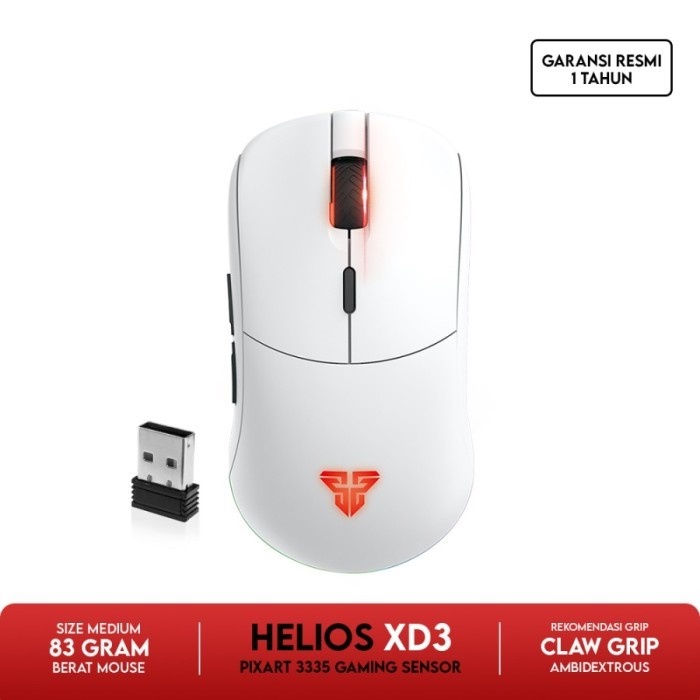 Mouse Fantech HELIOS XD3 Wireless Gaming RGB Dual Mode - White / Putih