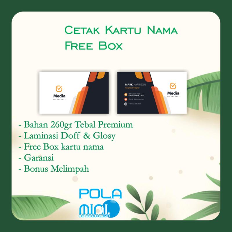 

KARTU NAMA MURAH (1 Box isi 100pcs) FREE BOX KARTU NAMA