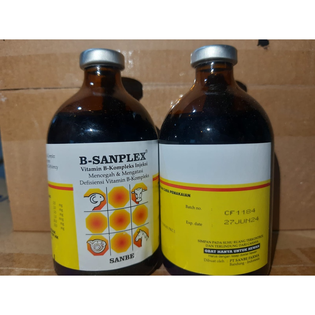 B-SANPLEX VITAMIN B-KOMPELKS INJEKSI - OBAT HEWAN - KEMASAN 100ML DAN 50ML