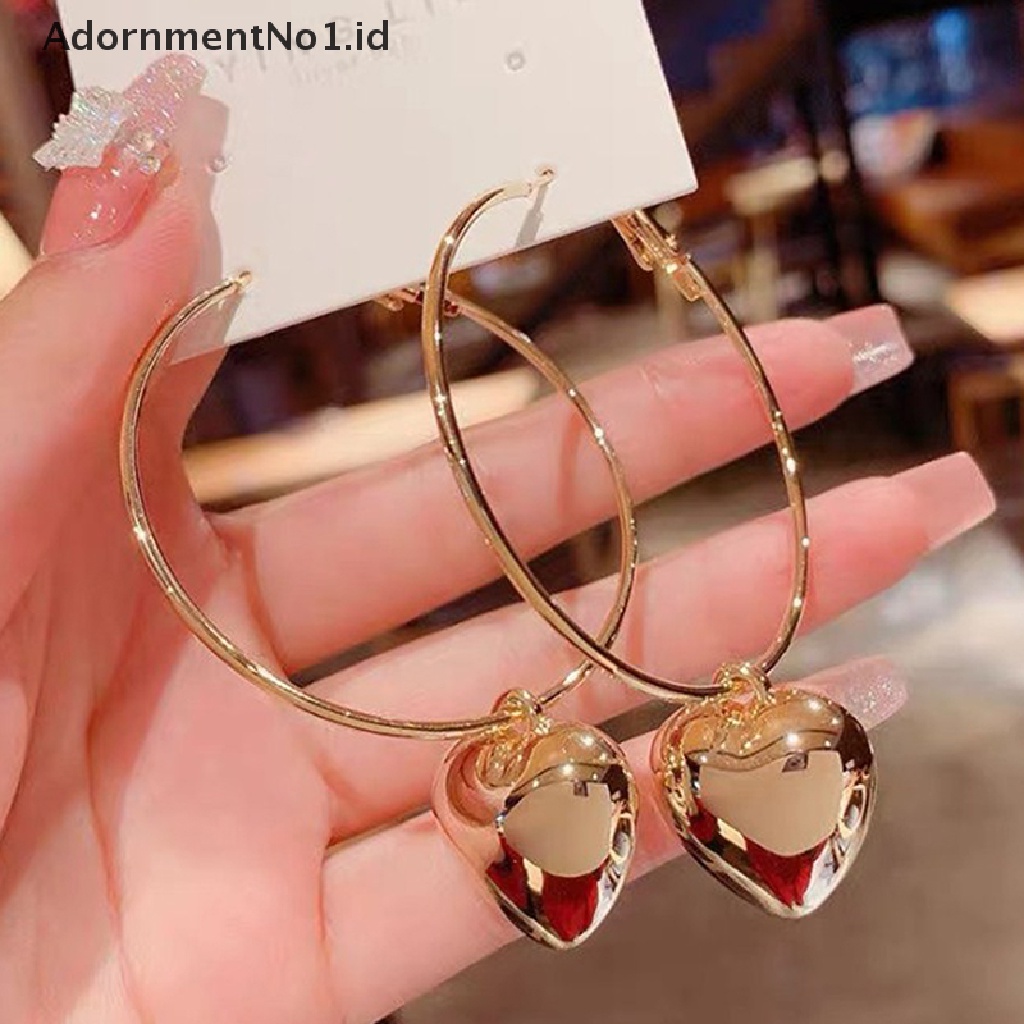 [AdornmentNo1] Anting Tusuk Hati Sederhana Untuk Wanita Warna Emas Kepribadian Stud Earrings Gadis Korea Fashion Perhiasan Hadiah Ulang Tahun [ID]