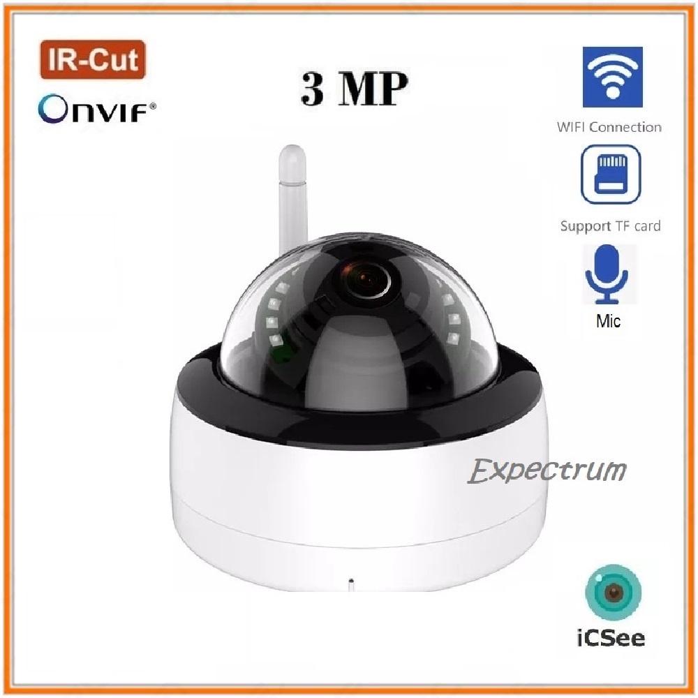 IP Camera / IPCAM Dome ICSEE 3MP Vandalproof, Wifi, Mmc, Mic. Onvif