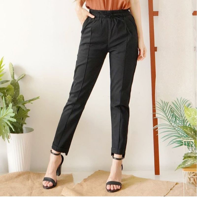 BAGGY PANTS PREMIUM FULL KARET PINGGANG/AMERICAN DRILL GRADE A /CELANA PANJANG WANITA