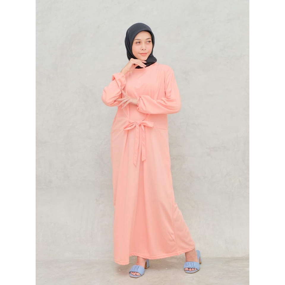 Gamis Remaja Tali Polos Bahan CVC Katun/ Gamis Casual/ Gamis Sehari hari