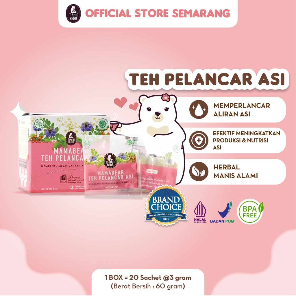 MAMABEAR ASI Booster ECER Teh Penambah Atau Pelancar ASI Original Lemongrass Blueberry Peach / Mama Bear Almonmix Zoya