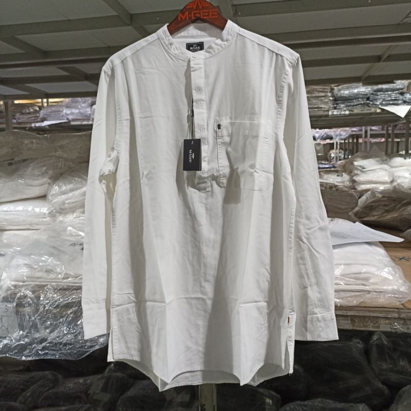 Kemeja koko lengan panjang Original MGEE  ABRAM C002 WHITE