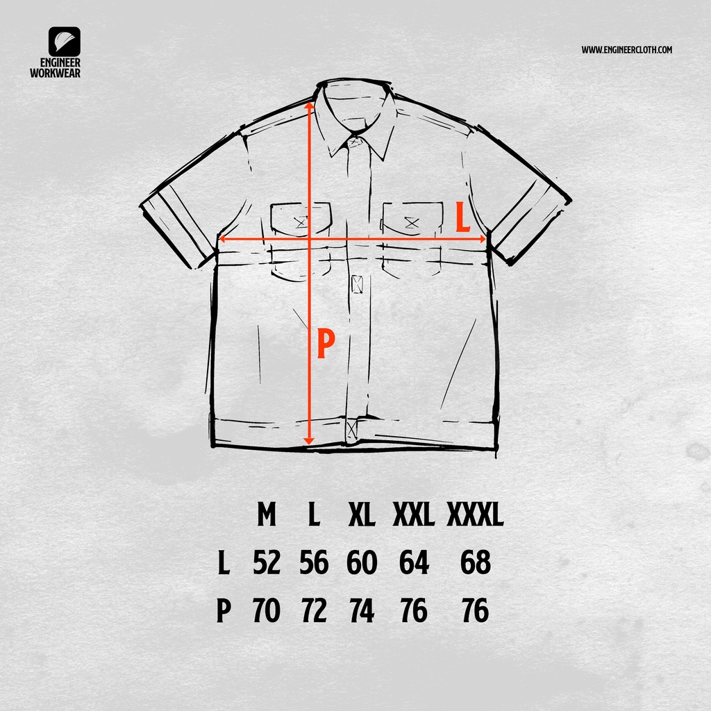 BREAKER REFLEKTOR WORKSHIRT-KEMEJA KERJA LENGAN PENDEK UNISEX DENGAN REFLEKTOR BY ENGINEER