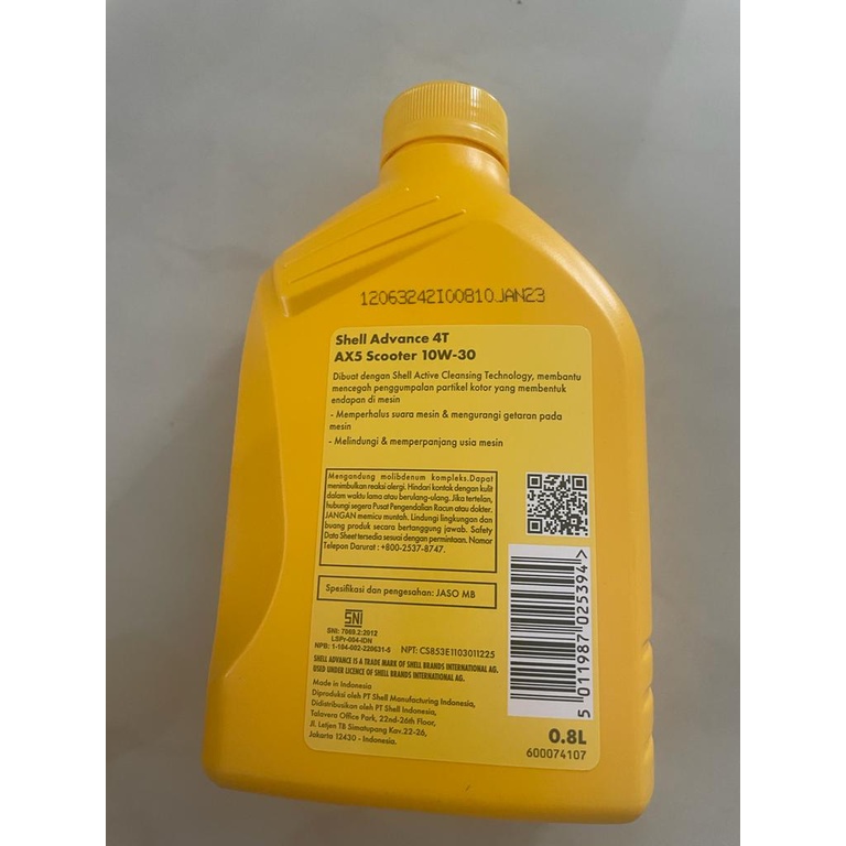 oli shell advance ax5 MATIC SCOOTER 10w30 0,8liter ORIGINAL 100PERSEN