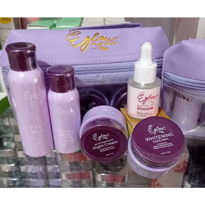 Paket Eglow Platinum Acne + Serum Eglow - E Glow skincare for acne skin