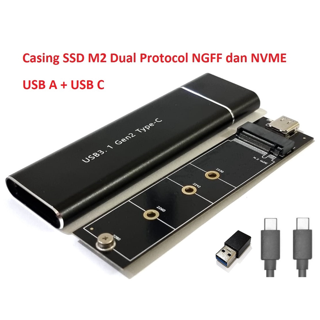 Casing SSD M2 NVME USB Type C to Type C High Speed SSD Case Enclosure