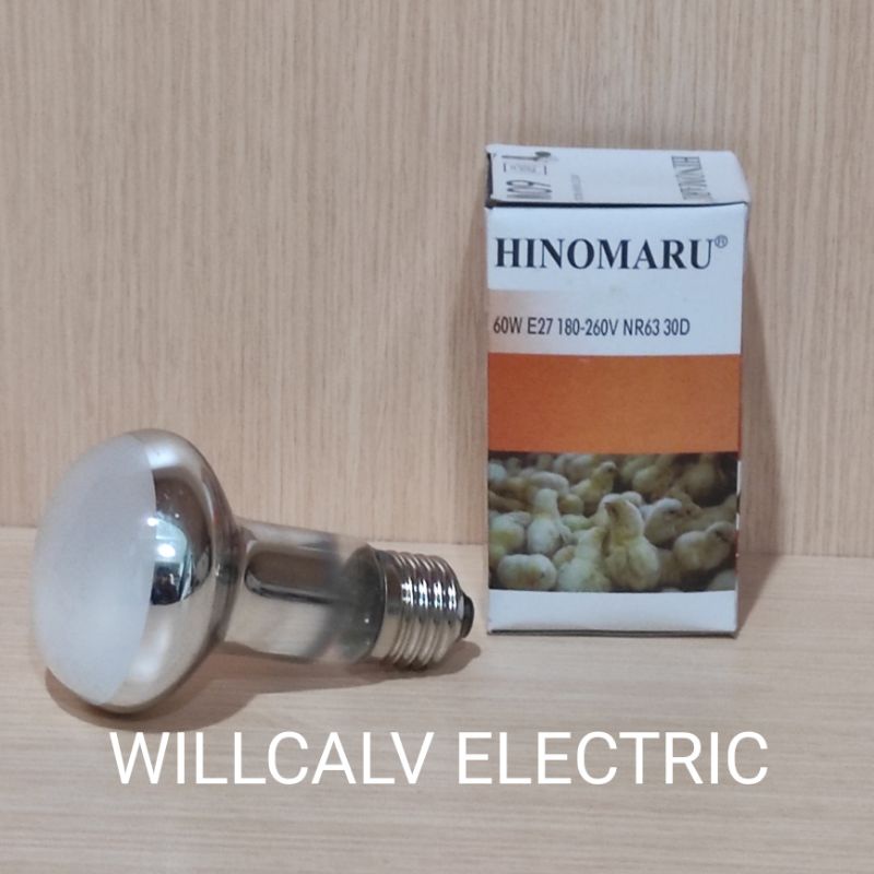 Hinomaru Lampu spot NR63 25W, 40W, 60W cahaya kuning / Lampu penghangat ayam lampu ayam NR63 25W, 40W, 60W HINOMARU