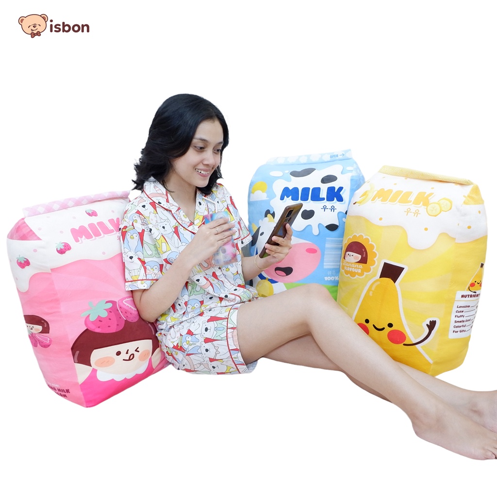 Boneka Milk Kotak Susu Box Milk Strawberry Banana Halus Bahan Lembut Aman untuk Anak by Istana Boneka