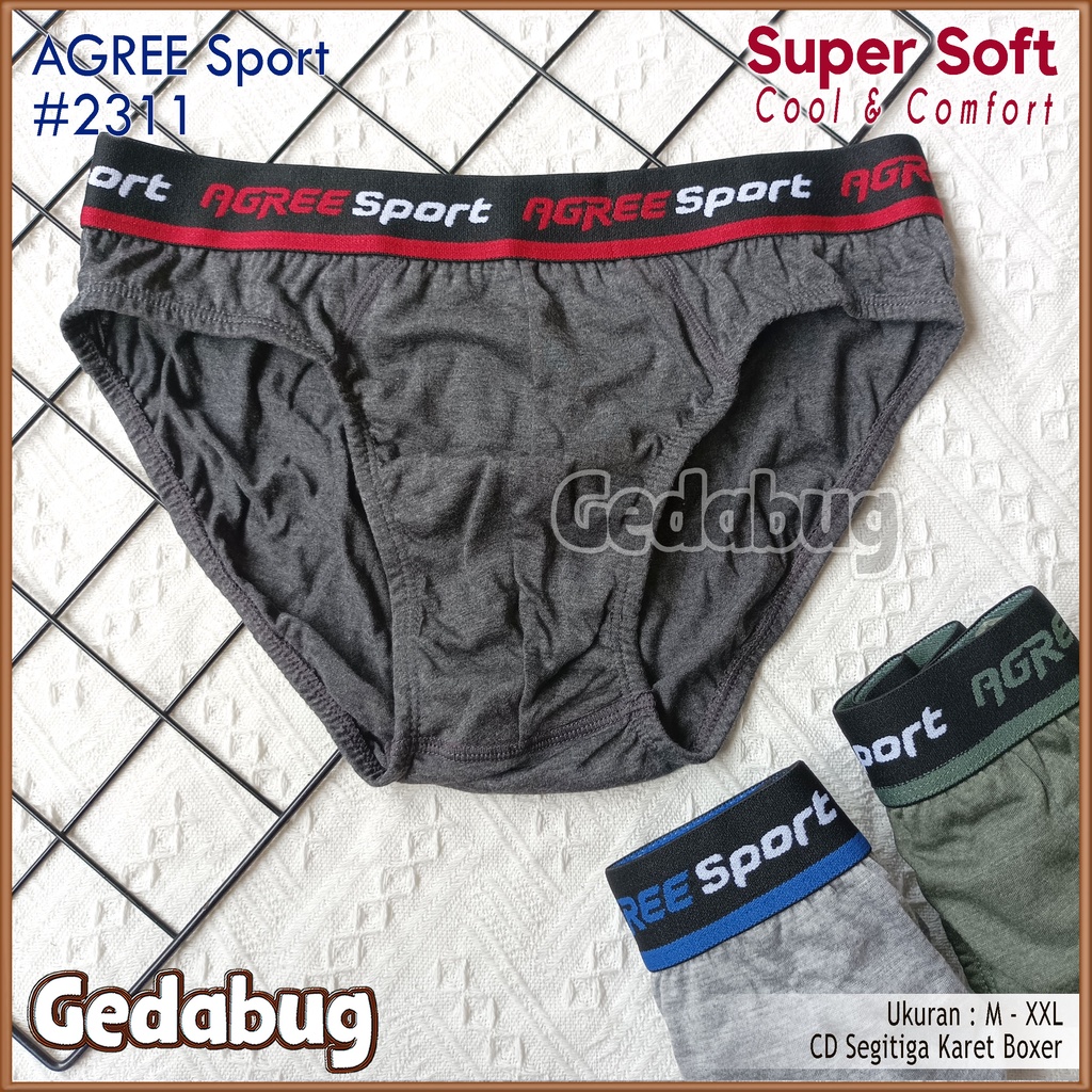 [ 3pc ] CD Pria Agree Art 2311 Coklat | Celana dalam pria karet Boxer | Gedabug