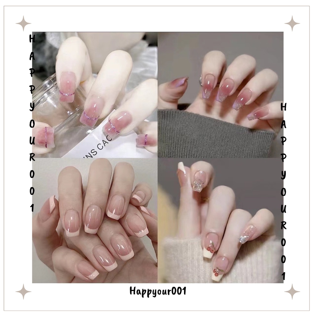 LK13205-LK13260 Wedding party fake nail Clear Rhinestone Flower kuku palsu 3D + LEM