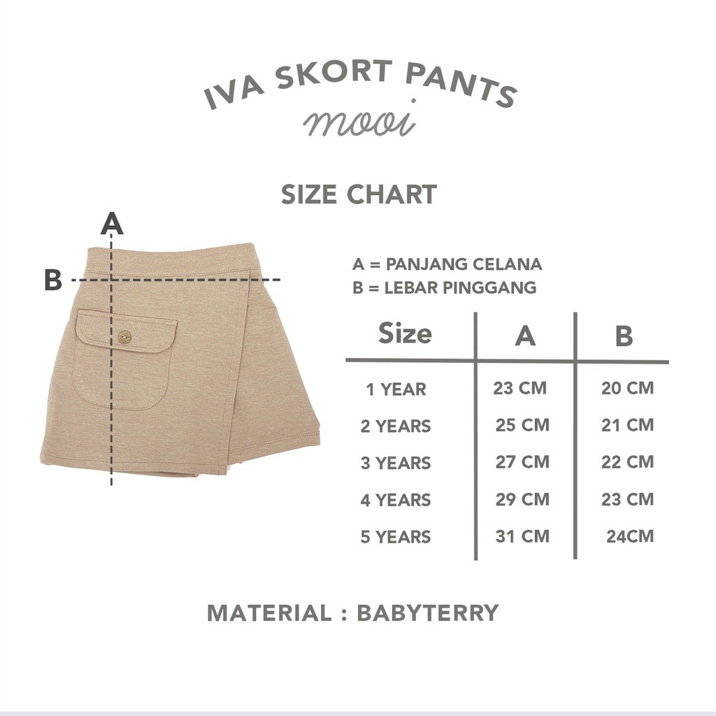 Mooi Iva Skort Pants / Rok Anak Perempuan 1-5 Tahun