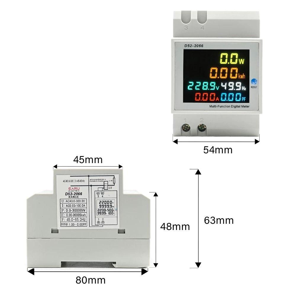 POPULAR Populer Din Rail Voltmeter Digital Profesional LCD Display AC 220V 110V 380V 100A Energi Listrik kWh Meter