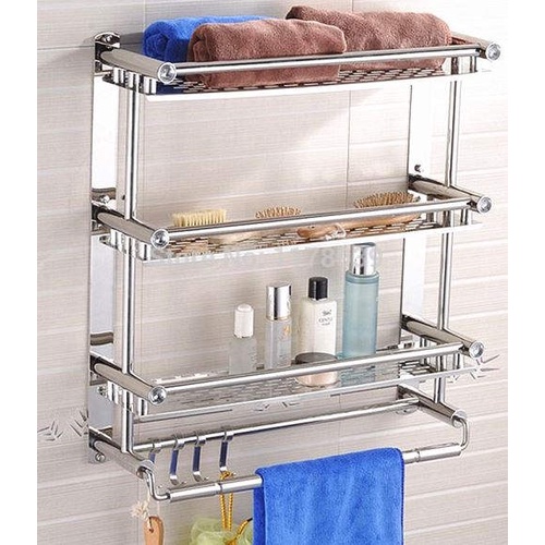 Rak Kamar Mandi Dinding Rak Bumbu Dapur Stainless Steel Rak Tempel Gantung Rak Handuk Tempel