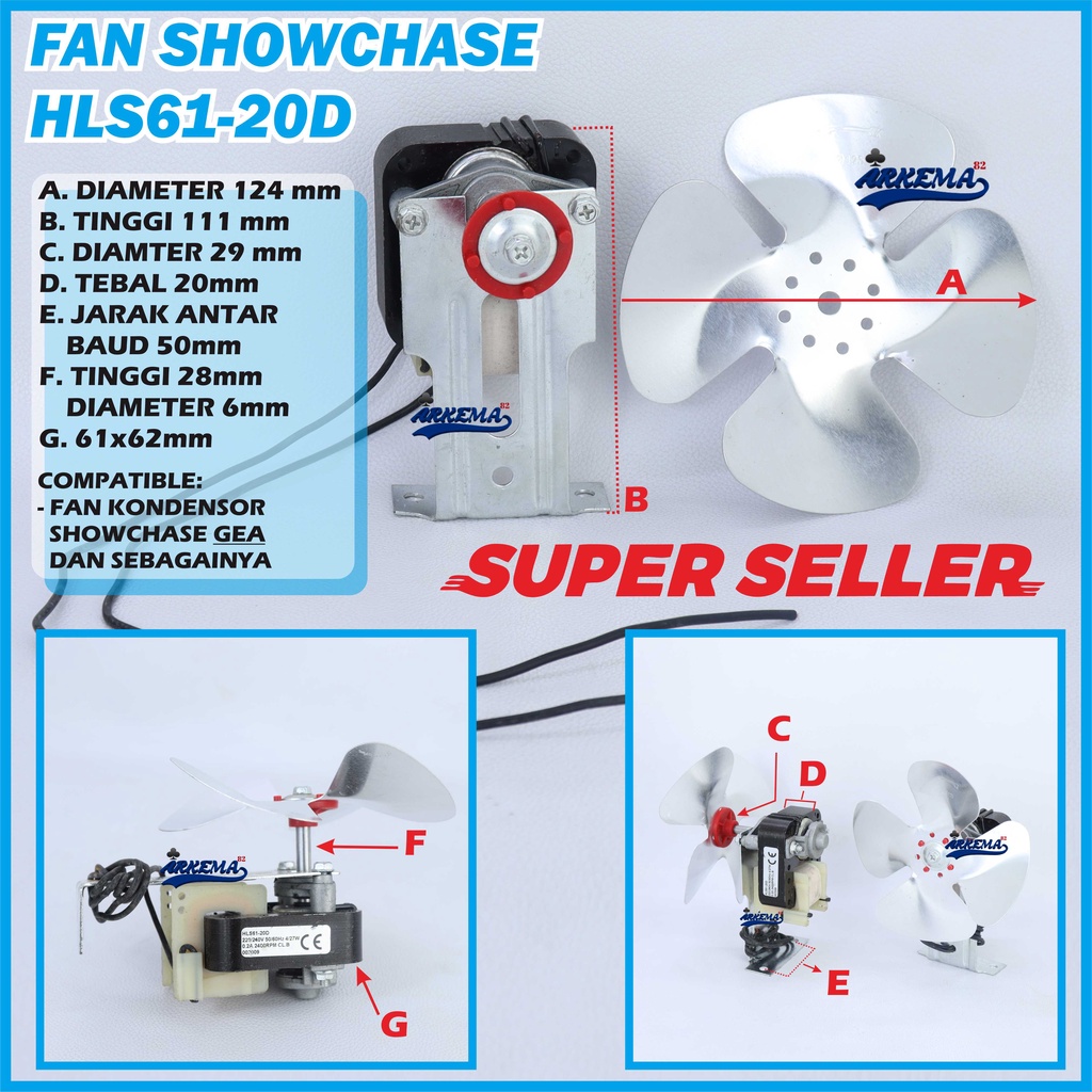 FAN KULKAS HLS61-20D GEA SHOWCHASE | UNIVERSAL FAN SHOWCHASE GEA